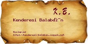 Kenderesi Balabán névjegykártya
